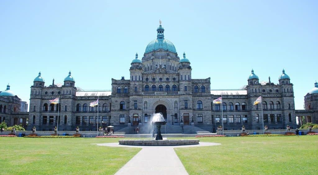 BC Legislature with fountain